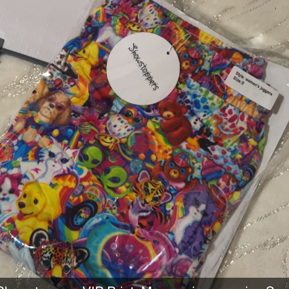 Showstoppers VIP Lisa Frank print! Bamboo joggers mom size S, but VERY generous